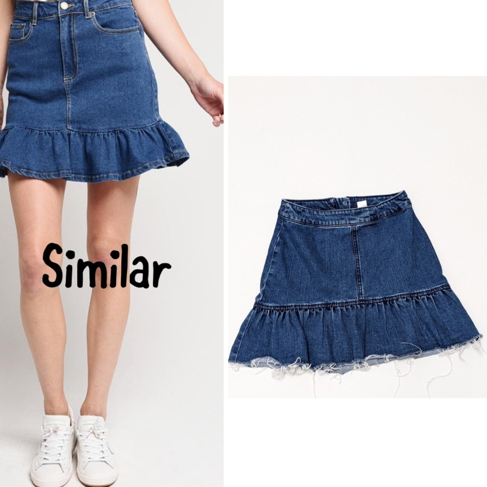 H&M DIVIDED DENIM SKIRT RUFFLE HEM SIZE 12